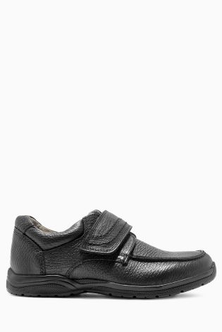 Black Premium Leather Single Strap Shoes (Older Boys)